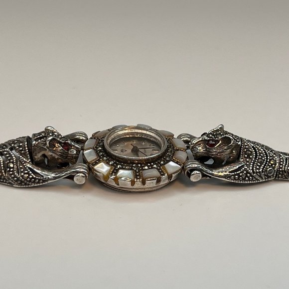 Ladies Vintage Sterling Figural Jaguar Watch - Picture 4 of 6